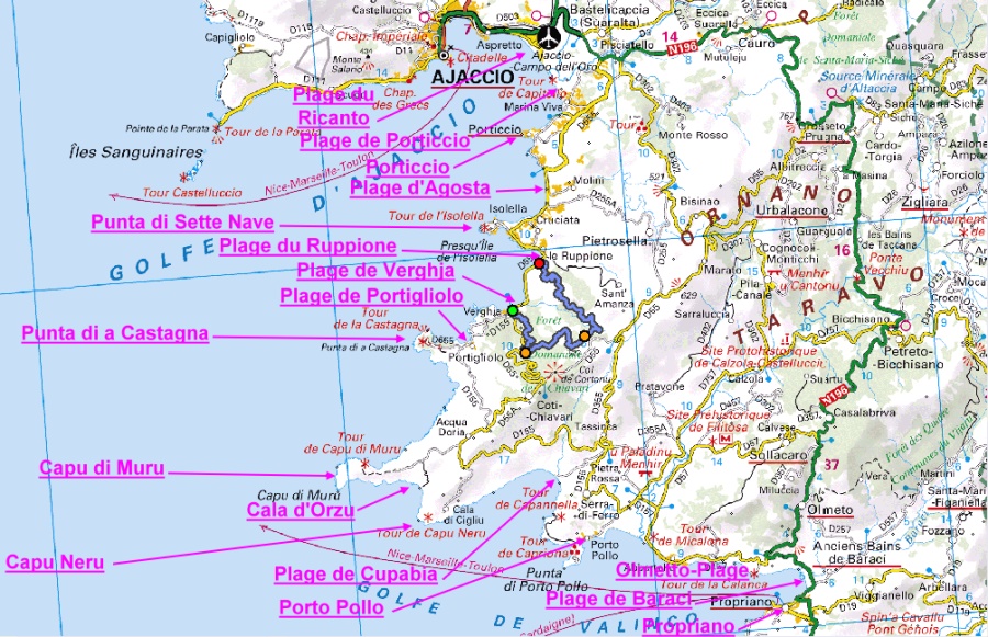Carte Détaillée De La Corse Du Sud à Imprimer corse-sauvage.com